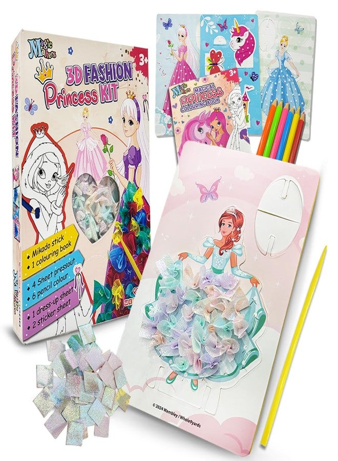 ويمبلي مجموعة ويمبلي 3 في 1 لدمية الأميرة، مجموعة أنشطة فنية وحرفية، تتضمن ثقب القماش، وتلوين، وملصقات لاصقة، هدية عيد ميلاد إبداعية للأطفال من عمر 3 إلى 7 سنوات فما فوق، للأولاد والبنات، متعددة الألوان. - Image 1